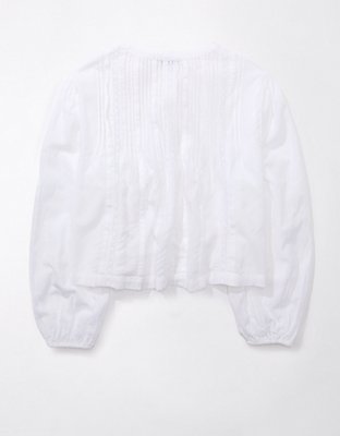 AE Pintucked Long-Sleeve Blouse