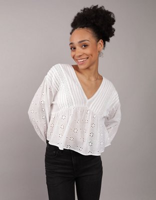 AE Top estilo Babydoll Manga Larga