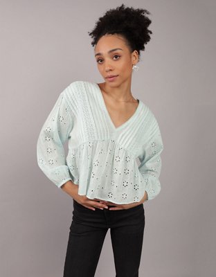 AE Top estilo Babydoll Manga Larga