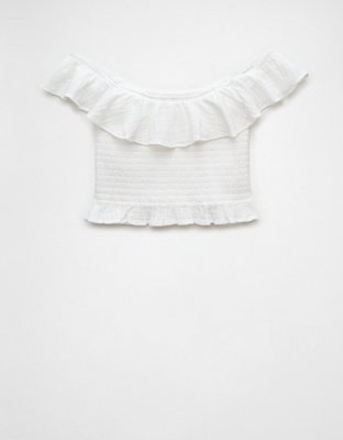 AE Off-The-Shoulder Smocked Tube Top