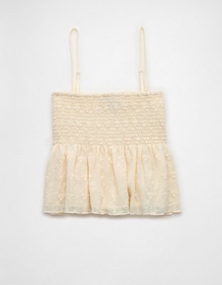 Женские топы American Eagle AE Smocked Lace Tank Top — фото 6