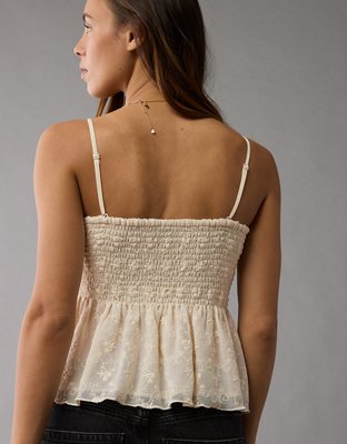 AE Smocked Lace Tank Top