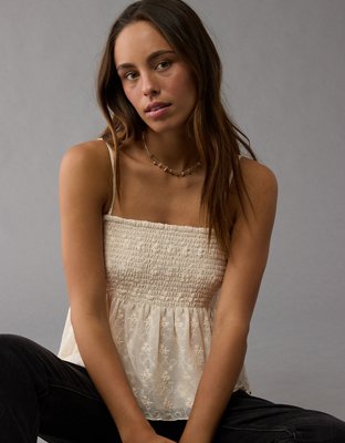 AE Smocked Lace Tank Top