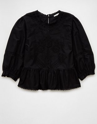 Женские блузки American Eagle AE High-Neck Eyelet Blouse — фото 2