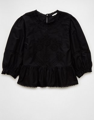 AE High-Neck Eyelet Blouse