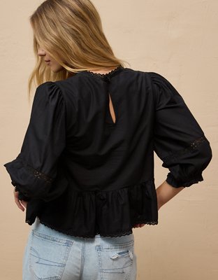 AE High-Neck Eyelet Blouse