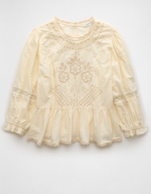AE High-Neck Eyelet Blouse