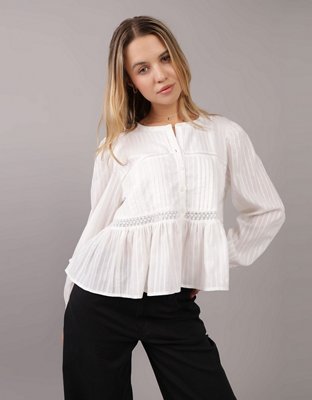 AE Long-Sleeve Babydoll Blouse