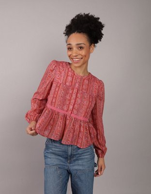 AE Blusa babydoll manga larga