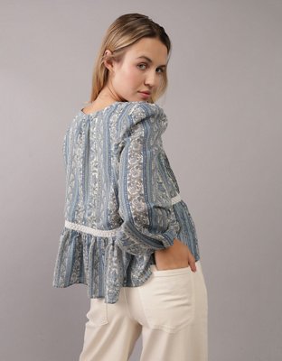 AE Blusa babydoll manga larga