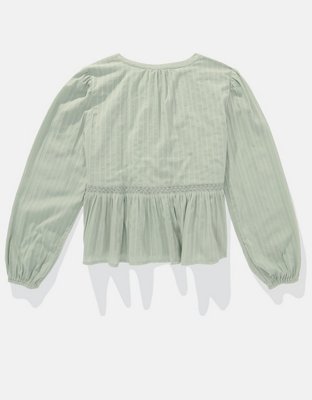 AE Long-Sleeve Babydoll Blouse