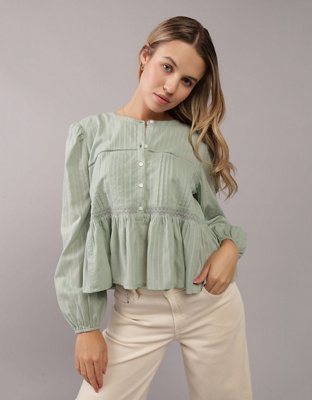 AE Long-Sleeve Babydoll Blouse