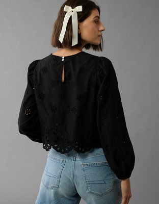 AE Long-Sleeve High Neck Crop Top