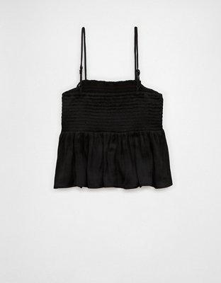 AE Top Babydoll de Satén sin Mangas con Moño