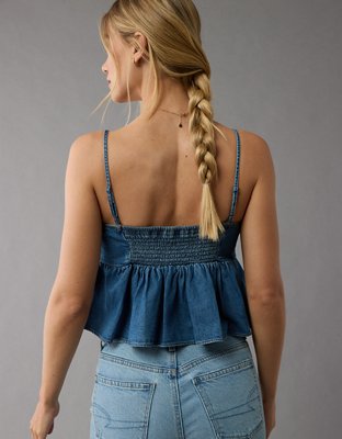 Бэби-долл AE Bow, с топом на бретелях, деним — American Eagle — фото 5