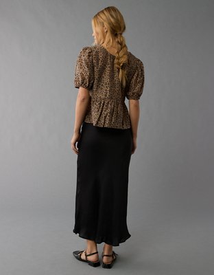 AE Puff-Sleeve Tie-Front Top