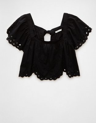 AE Tie Back Eyelet Crop Top