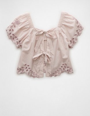 AE Tie Back Eyelet Crop Top