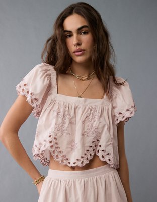 AE Tie Back Eyelet Crop Top