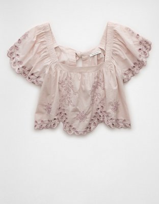 AE Tie Back Eyelet Crop Top