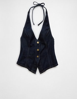 Женские жилеты American Eagle AE Denim Halter Vest — фото 3