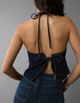 Женские жилеты American Eagle AE Denim Halter Vest — фото 2