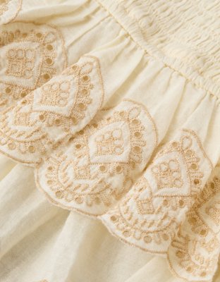 AE Long-Sleeve Smocked Tiered Top | American Eagle