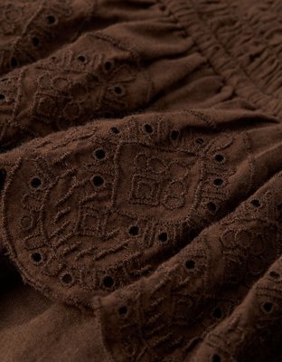 AE Long-Sleeve Smocked Tiered Top