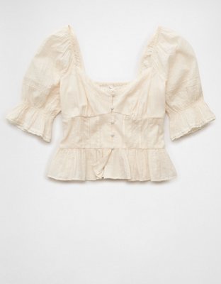 AE Puff Sleeve Pintuck Blouse