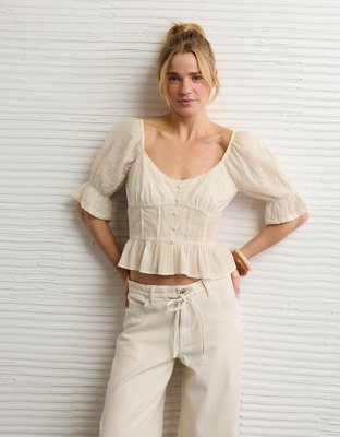 AE Puff Sleeve Pintuck Blouse | American Eagle
