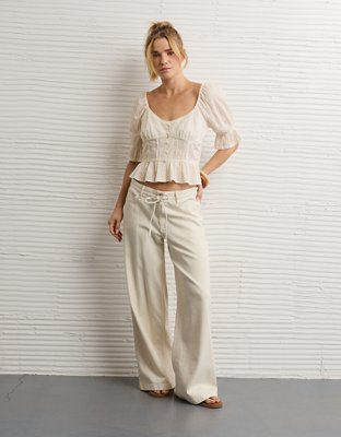 AE Puff Sleeve Pintuck Blouse