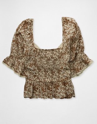 AE Puff Sleeve Pintuck Blouse