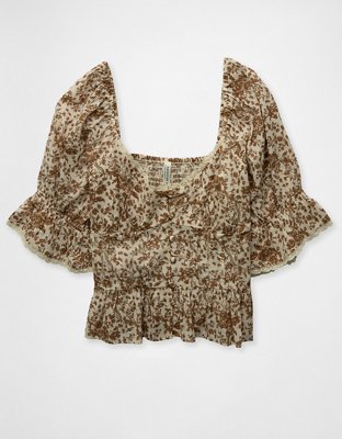 AE Puff Sleeve Pintuck Blouse