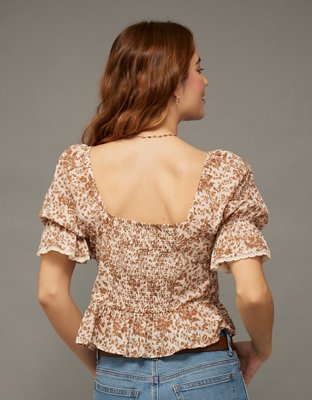 AE Puff Sleeve Pintuck Blouse