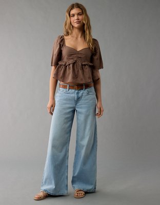 Blouse nuisette à œillets à manches flottantes AE