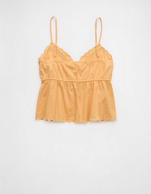 AE Tie Front Embroidered Tank Top