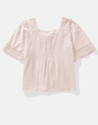 AE Blusa con Botones y Cuello Cuadrado