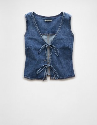 AE Denim Bow Tie Vest