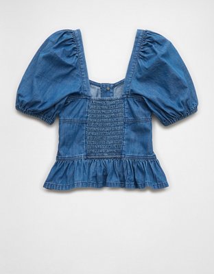 AE Denim Puff Sleeve Shirt