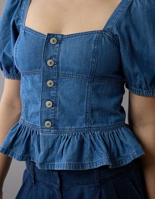 AE Denim Puff Sleeve Shirt