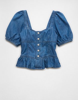 AE Denim Puff Sleeve Shirt