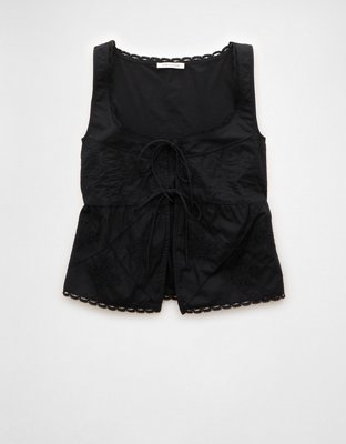 AE Tie Front Scoop Neck Flyaway Tank Top