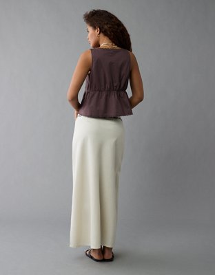 AE Tie Front Scoop Neck Flyaway Tank Top