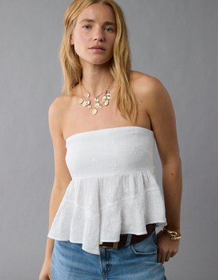 AE Embroidered Babydoll Tube Top