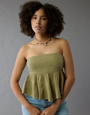 AE Embroidered Babydoll Tube Top