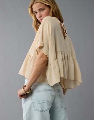 AE V-Neck Embroidered Blouse