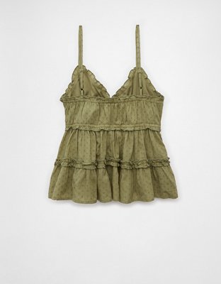 AE Top sin Mangas Estilo Babydoll con Volantes