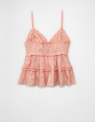 AE Top sin Mangas Estilo Babydoll con Volantes