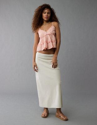 AE Top sin Mangas Estilo Babydoll con Volantes