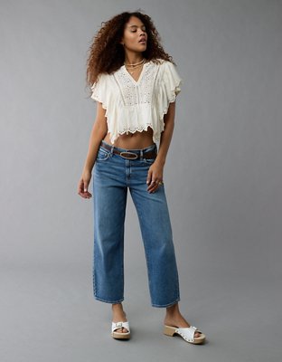 AE Blusa con Volantes y Cuello Dividido